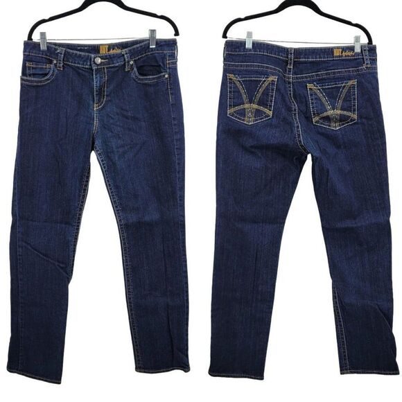 Kut from the Kloth Jeans 14 Dark Wash High-rise Stretch Contrast Stitching Bling - Picture 1 of 17